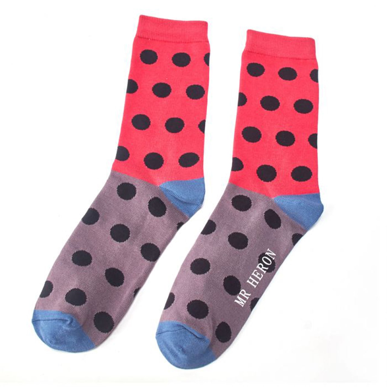Mr. Heron Socken Punkte grau-rot